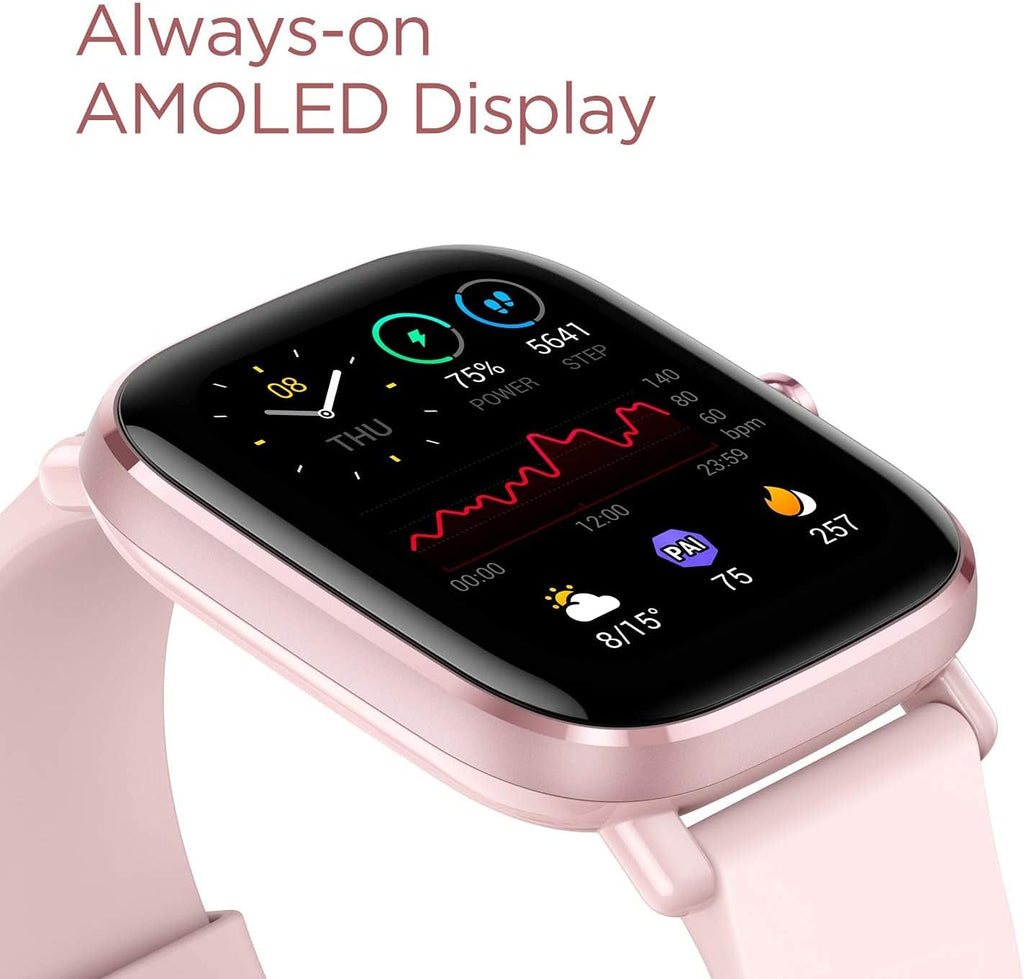 GTS 2 Mini Smart Watch for Women, Alexa Built-In, GPS,14 Days Battery Life, Fitness Tracker with 70+ Sports Modes, Blood Oxygen Heart Rate Monitor, 1.55" AMOLED Screen, 5 ATM Waterproof-Pink